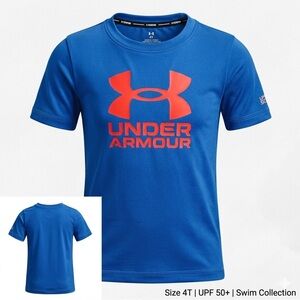 Under Armour Boys Blue Short Sleeve Rash Guard Swim Shirt - Size 4T
